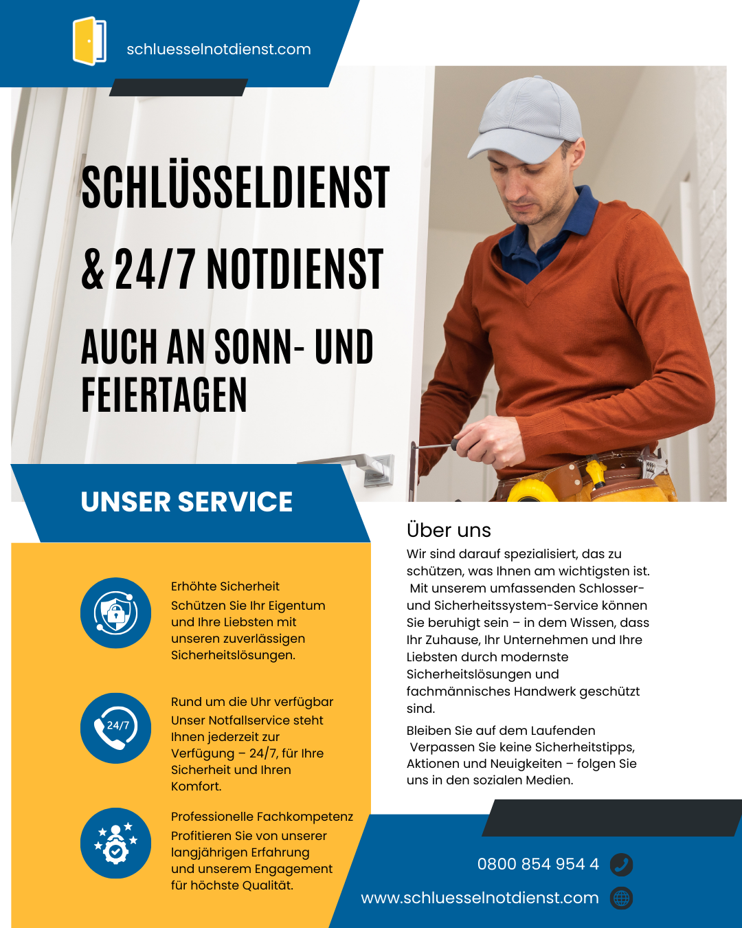 Schlüsselnotdienst Service - Türöffnung, Schlüssel kopieren, Sicherheitstechnik